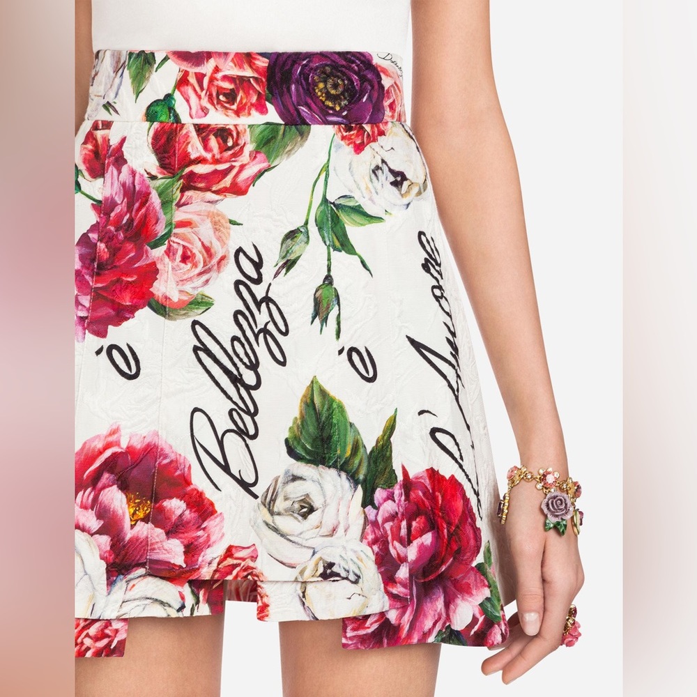 Dolce & Gabbana Rose & Peony Brocade Skirt